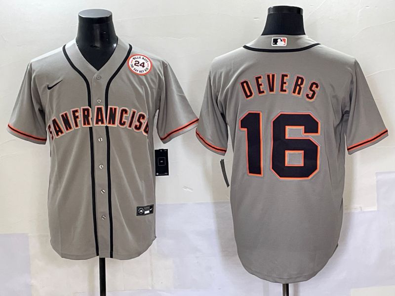 Men 2025 San Francisco Giants #16 Devers Grey Game Nike MLB Jersey style 46